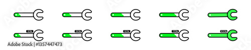 Set icon repair. Upgrade service sign. Improvement, progress and completion. Wrench icons in vector design style