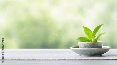Peaceful scene with tea leaves