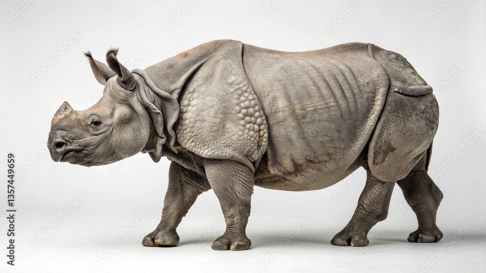 Naklejka premium Indian Rhino in full view on studio background