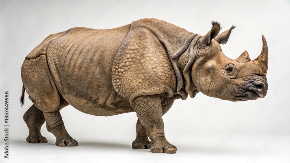 Obraz premium Indian Rhino in full view on studio background