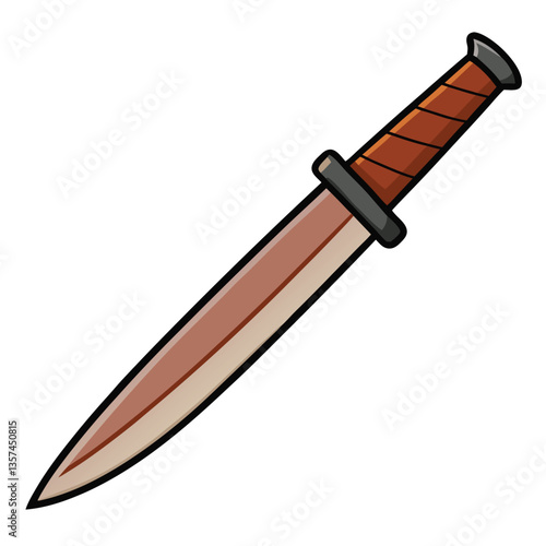 Vintage hunting knife with steel blade isolated on white background