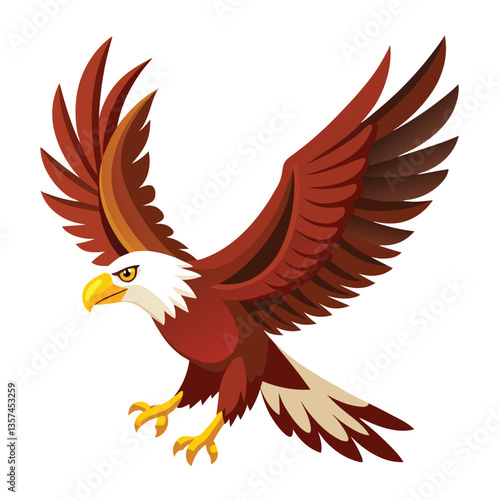 High-Quality Bald Eagle Vector Graphic with Dynamic Pose and Bold Details