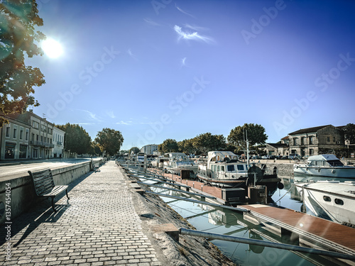 Street view of old village Beaucaire in France