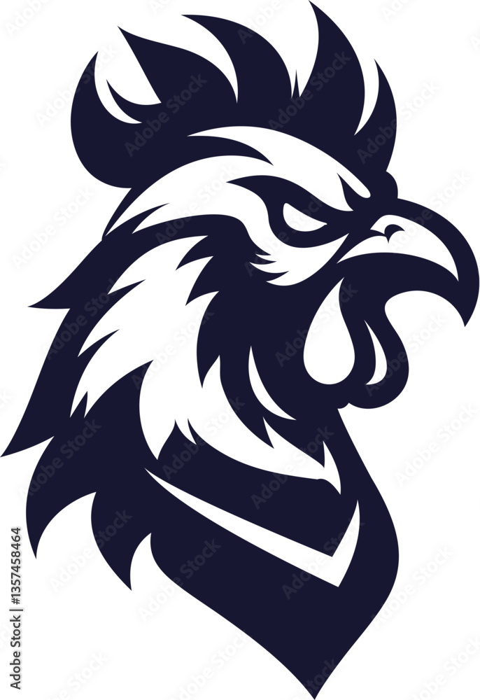 Fototapeta premium Fierce Chicken Mascot Silhouette Icon vector , Aggressive Rooster Logo vector 