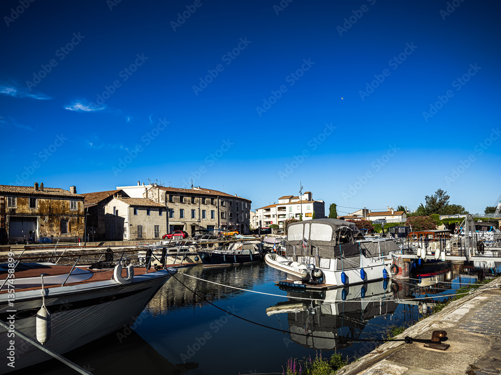 Street view of old village Beaucaire in France