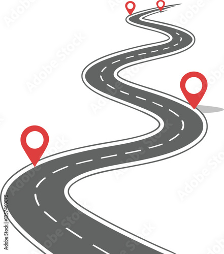 Travel Road Map with Waypoints Graphic