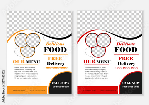 Food social media post template and Fast food restaurant business flyer