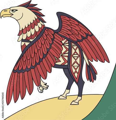 Cultural Eagle Bird Vector with Traditional Motifs