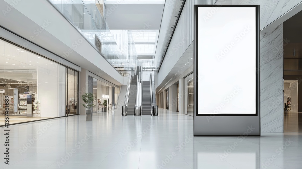 Black vertical advertising mockup on large blank billboard at shopping mall for promotions Black vertical advertising mockup on large blank billboard at shopping mall for promotions