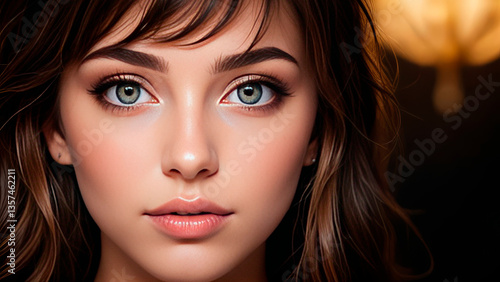 Wallpaper Mural Portrait of a beautiful young girl in a beam of light on a dark background Torontodigital.ca