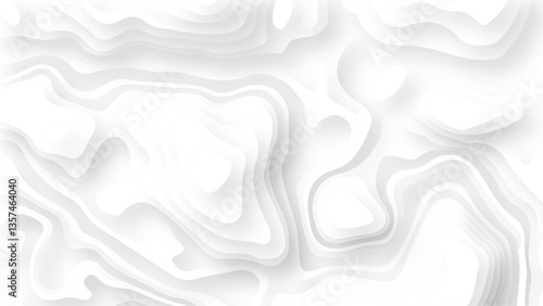 White wave paper curved reliefs abstract background. Realistic papercut decoration textured with wavy layers.