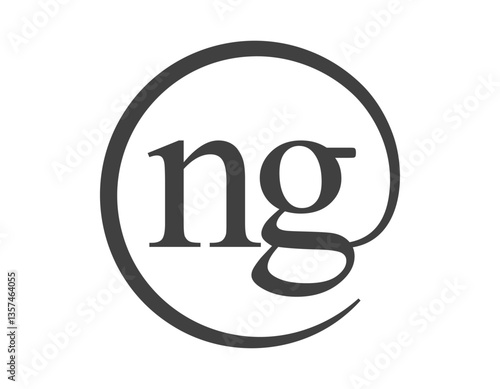 NG logo from two letter with circle shape email sign style. N and G round logotype of business company