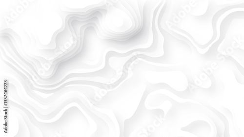 White wave paper curved reliefs abstract background. Realistic papercut decoration textured with wavy layers.