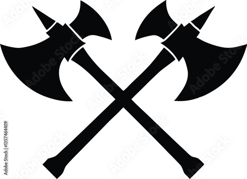 two crossed axes silhouette vector,axes clip art
