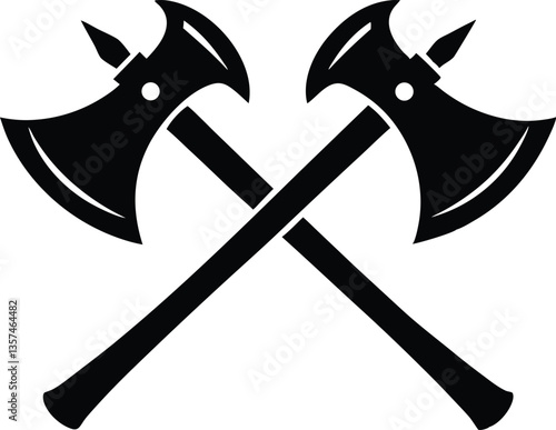 two crossed axes silhouette vector,axes clip art