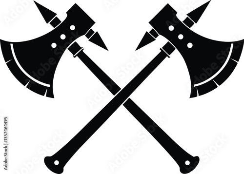 two crossed axes silhouette vector,axes clip art