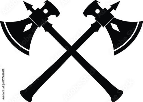 two crossed axes silhouette vector,axes clip art