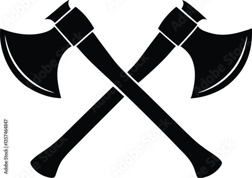 two crossed axes silhouette vector,axes clip art