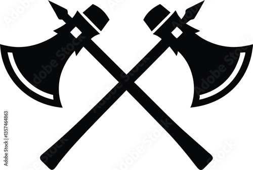 two crossed axes silhouette vector,axes clip art