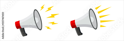 Megaphone sign. Loudspeaker icon. Bullhorn advertisement vector sign. Advertising alert horn. Megaphone speaker icon. Public announcement with loudspeaker.