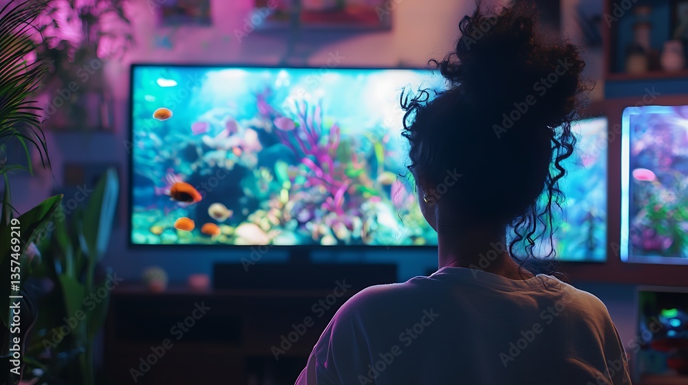 Obraz premium man watching tv