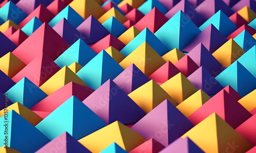 Low-Poly 3D Digital Render. Vibrant Colorful Low Poly Landscape for Backgrounds, Backdrops, Wallpaper, Design	