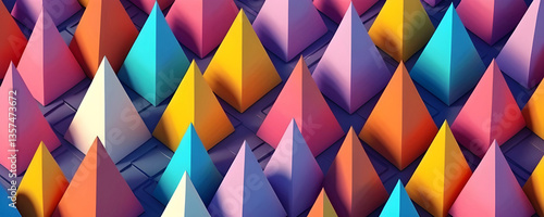 Low-Poly 3D Digital Render. Vibrant Colorful Low Poly Landscape for Backgrounds, Backdrops, Wallpaper, Design	