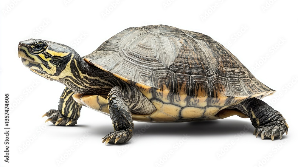River Turtle Isolated on White Background River Turtle Isolated on White Background