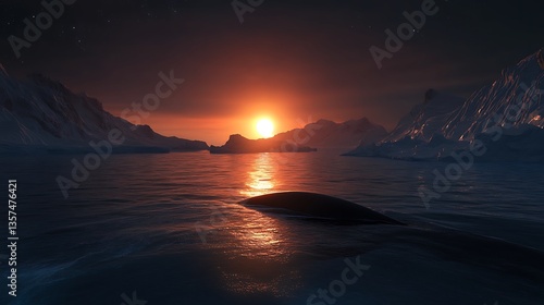 Tranquil Blue Whale in Deep Ocean Waters Marine Life Nature Underwater Photography Captivating View