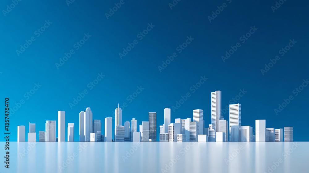 A minimalist view of a futuristic cityscape featuring sleek, modern skyscrapers against a clear blue sky, symbolizing urban development and architectural innovation. A minimalist view of a futuristic cityscape featuring sleek, modern skyscrapers against a clear blue sky, symbolizing urban development and architectural innovation.
