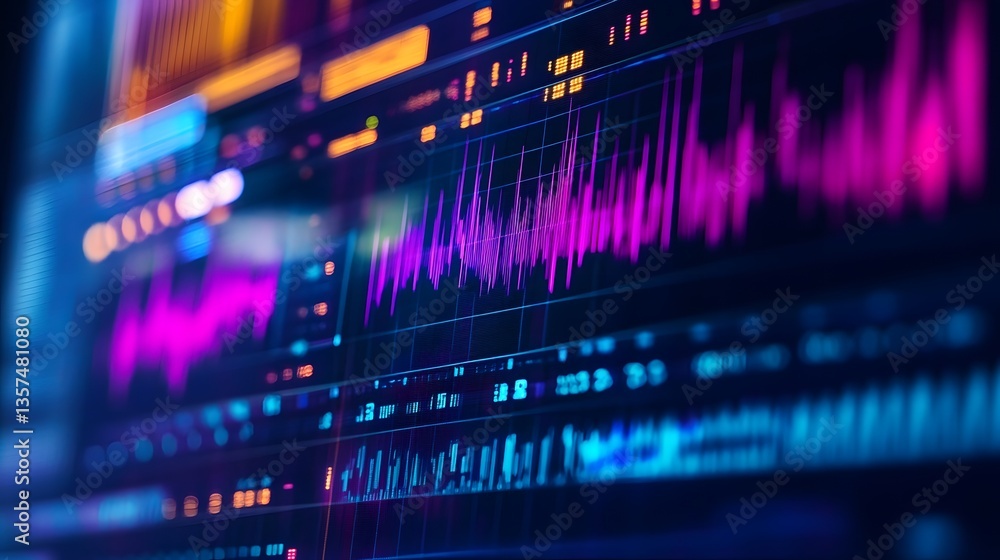 Fototapeta premium Sound waves displayed on a computer screen