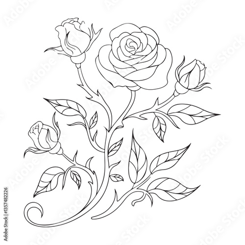 ​Elegant Rose Line Art Design
