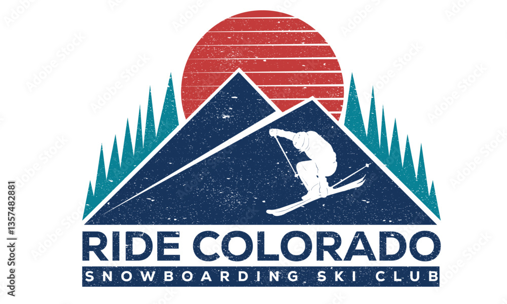 Obraz premium Colorado ski adventure design for poster, sticker, apparel and others.