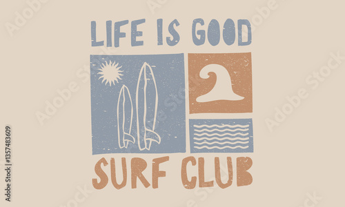 Surf rider. Summer vibes. Miami beach artwork. Beach modern abstract art. Enjoy beach life. Surf club design for poster, sticker, apparel and others.