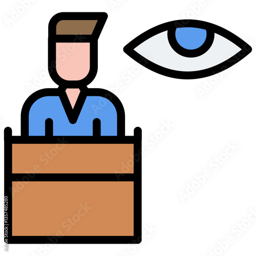 Colorful Flat Outlined Court Witness Icon