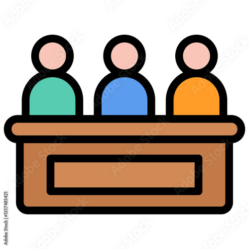 Colorful Flat Outlined Jury Panel Icon