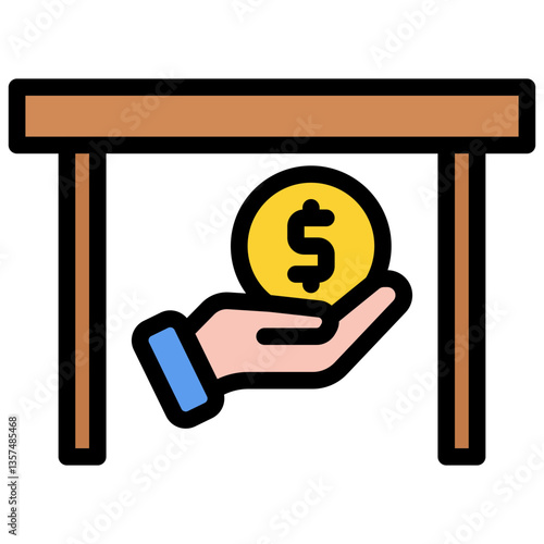 Colorful Flat Outlined Bribery and Corruption Icon
