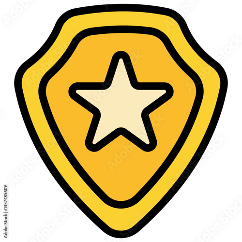 Colorful Flat Outlined Police Badge Icon