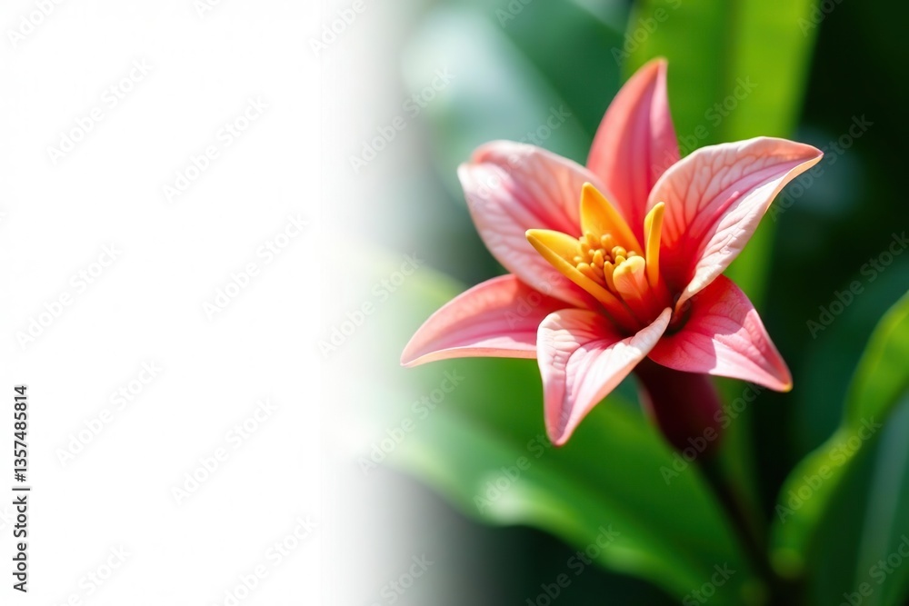 Fototapeta premium Closeup of flowering alpinia zerumbet plant in Florida zoological garden, alpinia zerumbet, tropical