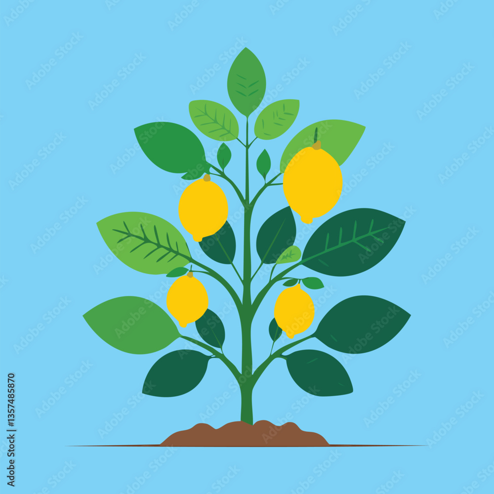 Obraz premium A vibrant lemon tree, brimming with fresh fruit and glossy green leaves under the sun..