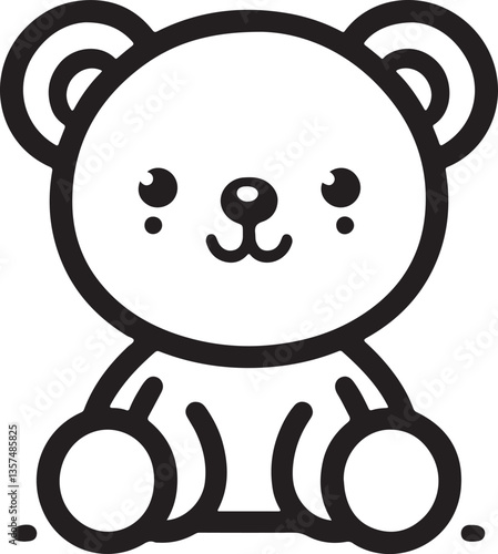Whimsical Bear Illustration: A charming and minimalistic line art illustration of a cuddly bear, capturing the essence of childhood and playful innocence. 