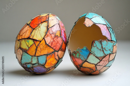 A cracked open Easter egg, ...