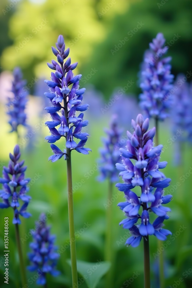Obraz premium Closeup of vibrant blue Echium vulgare flowers blooming in a meadow, meadow, macro