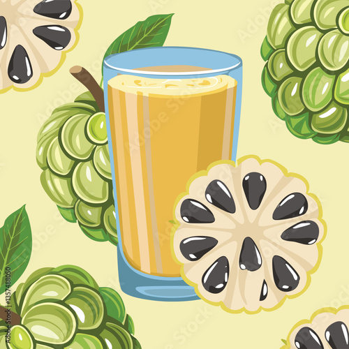 Juicy custard apple slices splashing into a refreshing pool of tropical juice.