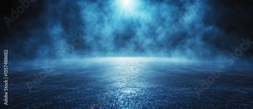 Wallpaper Mural Dramatic blue fog illuminated by bright light on dark asphalt floor creating a mysterious and cinematic atmosphere for digital compositing Torontodigital.ca