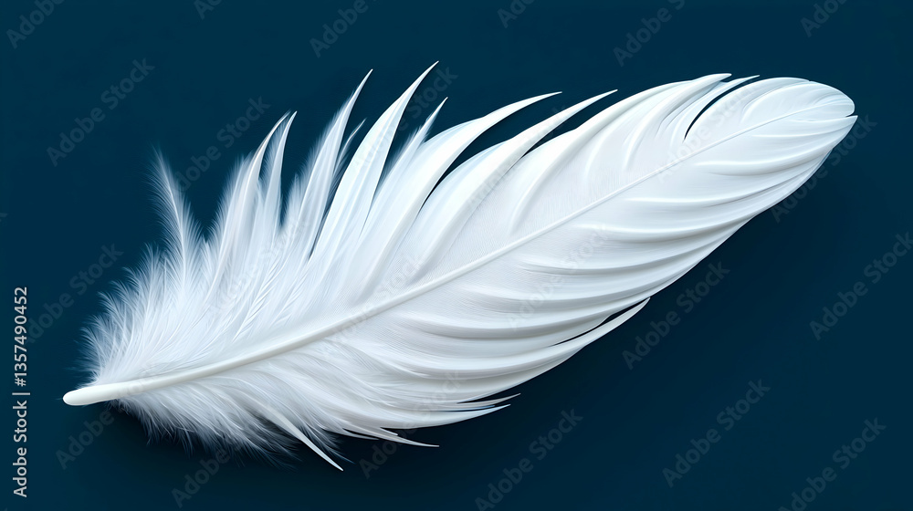 Obraz premium White Feather on Dark Blue Background