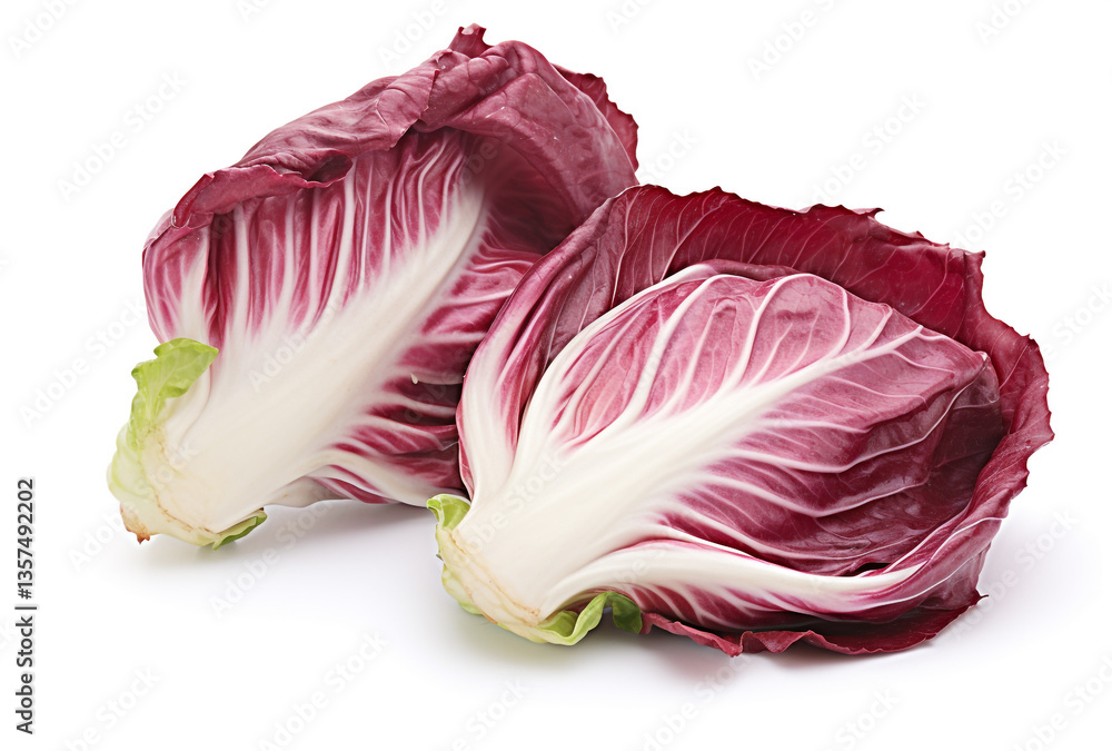Fresh Radicchio Heads Isolated on a White Surface Fresh Radicchio Heads Isolated on a White Surface