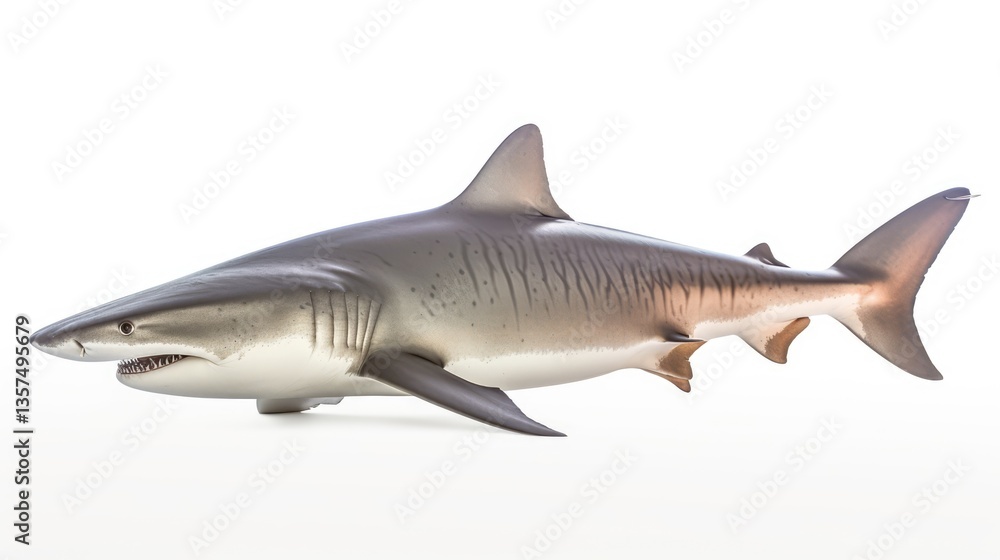 Fototapeta premium A Tiger Shark Isolated on White Background