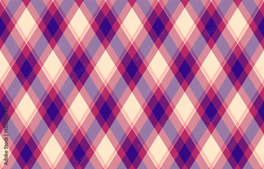 Argyle pattern of geometric rhombus. Harlequin check wallpaper design. Classic diamond shaped textile material for web background, print fabric clothing, sweater, wrapping paper, gift card, invitation Argyle pattern of geometric rhombus. Harlequin check wallpaper design. Classic diamond shaped textile material for web background, print fabric clothing, sweater, wrapping paper, gift card, invitation