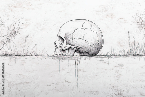 Skull sketch: A detailed an...